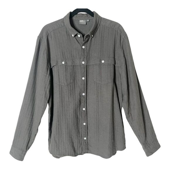 ASOS Men’s Long Sleeve Linen Cotton Blend Green Button Down Shirt Size Large - Picture 1 of 6